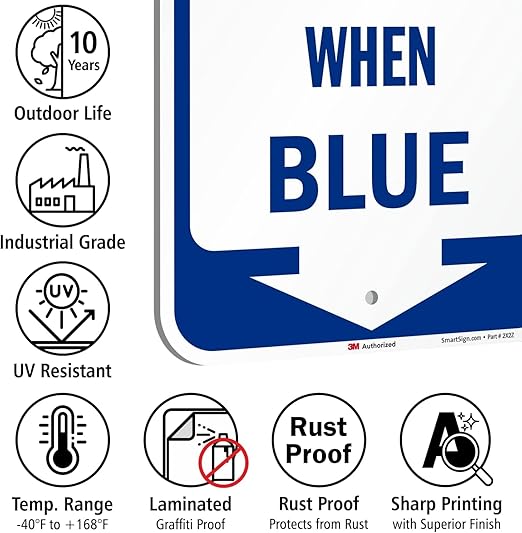 SmartSign Freezing Temperature When Blue Sign with Arrow - 18 x 12 inch, 63 mil Aluminum, 3M Laminated Engineer Grade Reflective Material, Blue and White, Made in USA