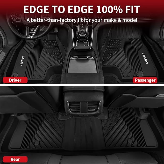 LASFIT Floor Mats for Acura RDX (2019-2025) All Weather Floor Liner TPE Custom Fit 1st & 2nd Row Rubber Car Mats for Acura RDX Automotive Accessories, Black, Tasteless, Durable and Easy to Clean