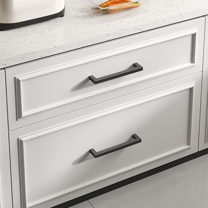 goldenwarm 200Pack 4.5INCH Drawer Pulls Black Modern Cabinet Hardware - LSJ12BK115 Cabinet Handles 4-1/2 inch Hole Centers Bedroom Drawer Pull Kitchen Cabinets T Bar Handle