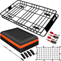Heavy Duty 58"X36"X5" Roof Rack Basket Universal Rooftop Carrier With Waterproof Bag 18 Cubic Feet (54"X34"X17"), Cargo Net With Grabber