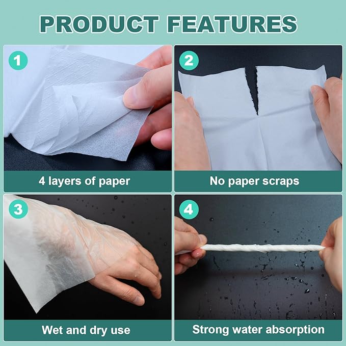 4-Ply Car Tissue Refills (720 Layers) - 6 Pack Travel Size Tissues, Soft & Strong Disposable Facial Tissues for Car, Office, Home - 180 Sheets