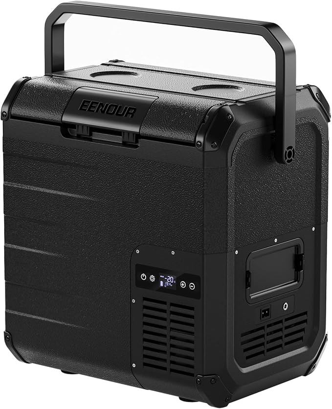 EENOUR D18 12 Volt Car Refrigerator, Portable Freezer 19Qt/18L, Compressor Electric Cooler, -4~50℉, 12/24V DC, 110~240V AC, 12V Fridge for Camping, Road Trips, RV, Truck (Battery Not Included) - Black