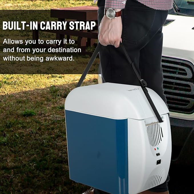 CAYNEL 12V 7.5 Quart Personal Thermoelectric, 7.5 Liter Capacity, Portable Electric Cooler Warmer with 12V DC, Small Fridge for Car, RV, and Camping Use