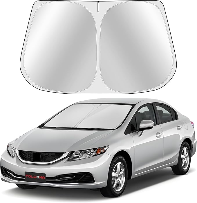 Custom Fit Windshield Sun Shade for Honda Civic 2012-2015 - Full Coverage, 210T Reflective Fabric, Double-Layer Design - Blocks 99% UV Rays, Keeps Car Cool, Easy to Install and Store