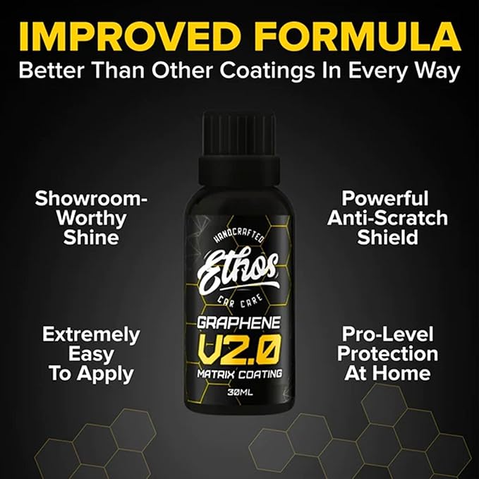 Ethos Handcrafted Car Care Graphene Matrix Coating with Applicator - Graphene Ceramic Coating | 5+ Years of Protection | Incredible Hydrophobic - Revolutionary Graphene Nanotechnology
