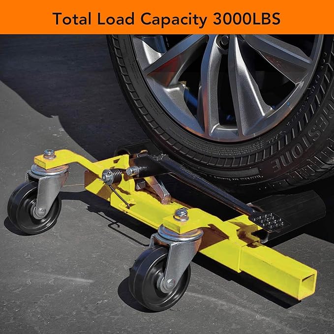 2 Pcs Car Wheel Dolly with Hydraulic Tire Jack, 1500LBS Capacity Trailer Dolly for Vehicle Positioning for Truck RV Trailer, Yellow