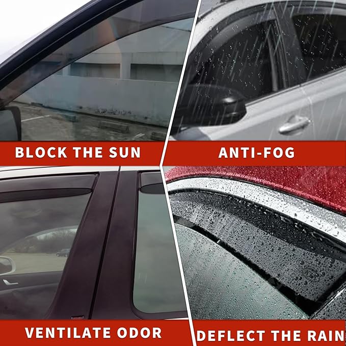 4PCS in Channel Rain Guards for 2014-2020 Nissan Rogue S SV SL, Durable Window Visors Wind Deflectors, Vent Shades Shield, 2014 2015 2016 2017 2018 2019 2020