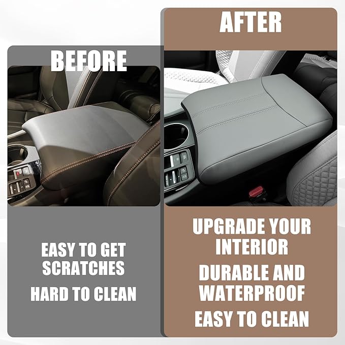 Muslogy Center Console Cover Compatible with Honda Pilot 2023 2024 2025, 2024 2025 2026 Ridgeline/Passport Accessories Armrest Pad Lid Cushion Console Protector Vegan Leather Extra Soft(Gray)