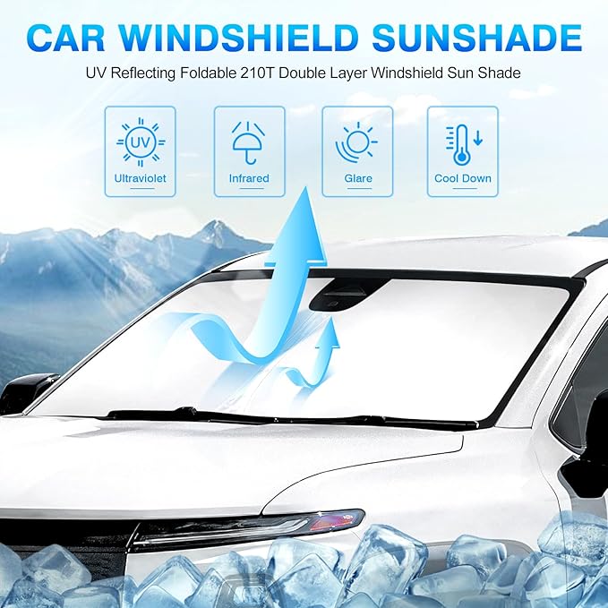 KUST Windshield Sun Shade for 2024 2025 2026 Chevrolet Silverado EV/Chevy Silverado EV/GMC Sierra EV Custom Fit Sunshade Window Sun Visor Protector Foldable Blocks UV Rays Keep Your Car Cooler