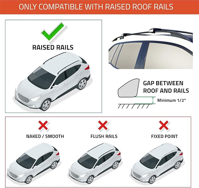 for Subaru Outback Wilderness 2021-2022-2023 Roof Rack Cross Bars Lockable Fit Raised Side Rails Roof Rails,Cross Bar,Rail Carrier (Gray)