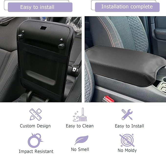 LUWU Center Console Cover Compatible with 2023 2024 2025 Honda Pilot & 2024 2025 Ridgeline & 2024 2025 2026 Honda Passport Accessories Armrest Console Cover Interior Accessories Leather (Thin Black)