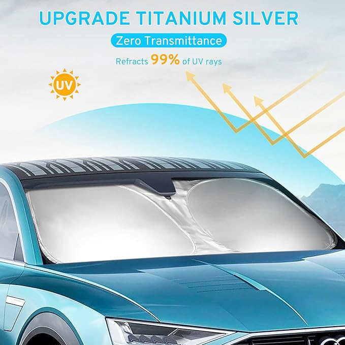 Car Windshield Sun Shade Sunshade Compatible with Genesis GV80 2025 2024-2021 Accessories, Foldable Car Front Window Sun Shield Visor
