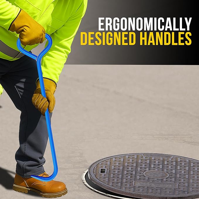 T&T Tools 24-Inch Manhole Hook - Heavy Duty Single Hook for Lifting Manhole Covers, Storm Drains, Septic Tank Risers - Rigid Hex Alloy Steel Tool for Lifting, Pulling, and Removing Covers - 1 Pack