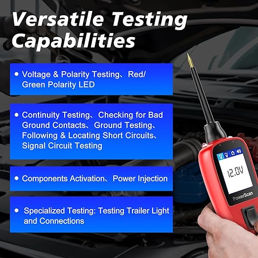 Autel PowerScan PS100 Power Circuit Probe Tester, Breaker Finder, 12V 24V Automotive Electrical Diagnostic Tool with 20ft Extension Cable, AVOmeter, Test Light, Continuity Checker, for 99% Cars
