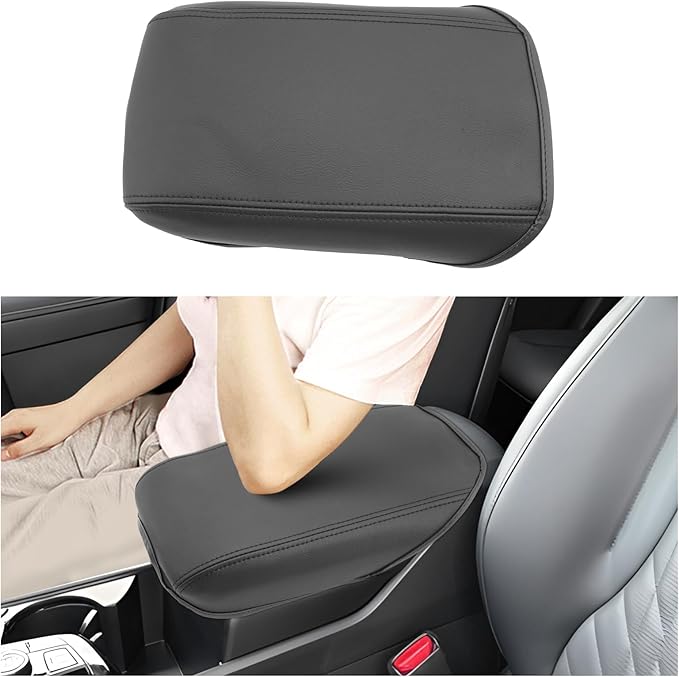 SXCY for 2024 2025 Sportage Armrest Cover for Kia Sportage 2024 2025 Accessories 2023 2024 2025 Sportage Center Console Cover 2024 2025 Sportage Middle Console Cover (Black Leather Cover)