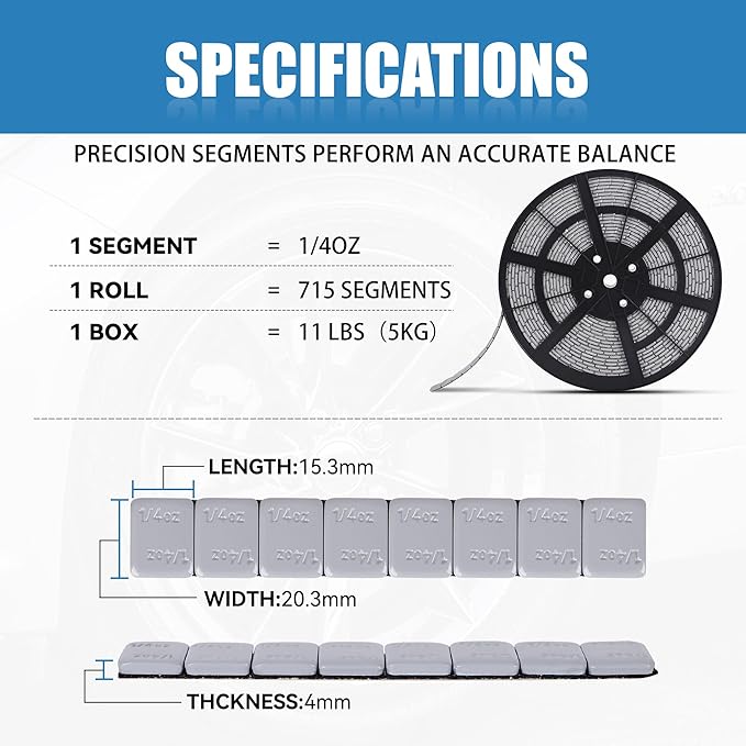 0.25 Oz Gray Adhesive Wheel Weights（715pcs,11lbs/5kg）,1/4 Oz Stick on Wheel Weights for Cars, Trucks, SUVs, Motorcycles, Low Profile