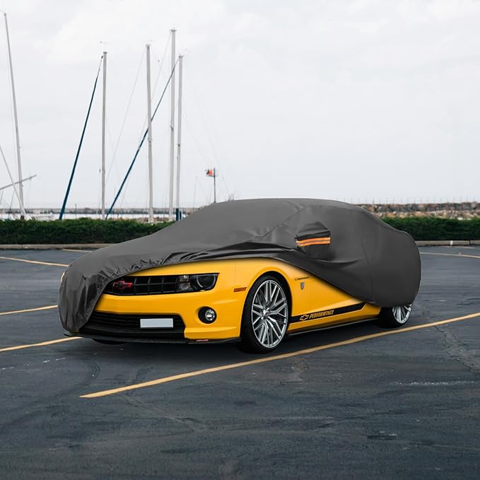 MORNYRAY Compatible with Chevy Camaro,Car Cover Outdoor Waterproof Sun Rain Snow Hail Protection with Driver Door Zipper (Black, Custom Fit Chevy Camaro)