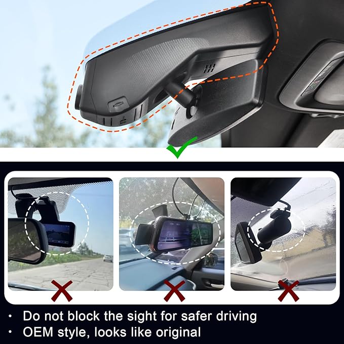 4K Dash Cam Custom fit for GMC Yukon, Yukon XL 2021-2022 (Model B), SLE SLT AT4 Denali, Integrated OEM Look, UHD 2160P Video, WiFi & App, G-Sensor, Loop Recording, Easy to Install, 128GB Card