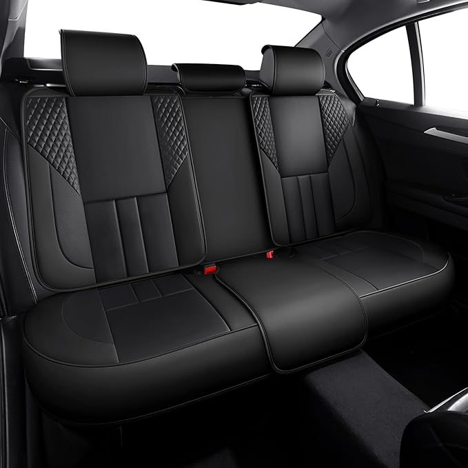 Car Seat Covers Full Set - Universal Seat Covers for Cars SUV Truck – Faux Leather Automotive Seat Covers, Breathable & Waterproof Front and Rear Seat Protectors, Fit for Most Cars-Black