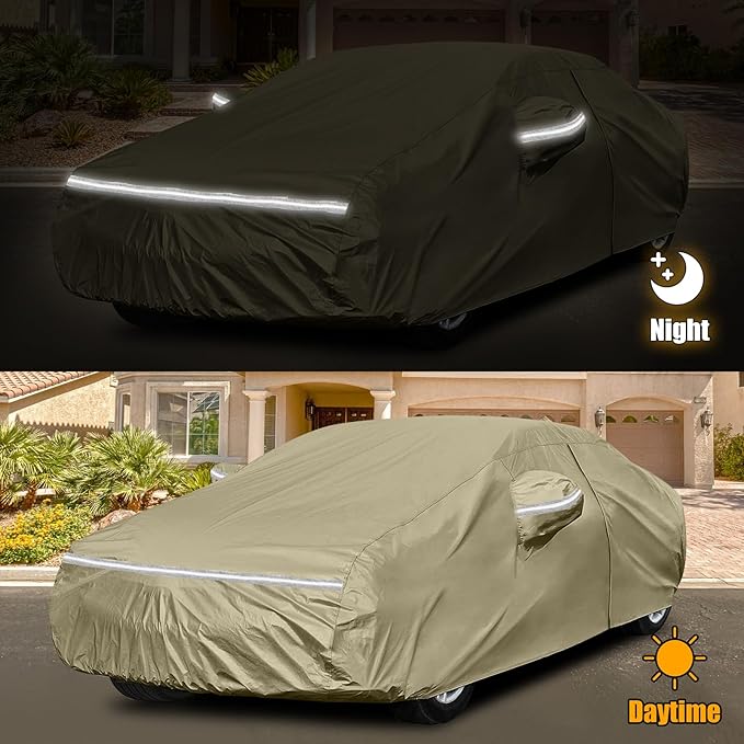Waterproof Car Covers Replace for 2010-2025 Chevy Camaro, Multilayer Heavy Duty with Cotton Liner All Weather Custom-fit Car Cover with Zipper Door, Windproof Bands for Snow Rain Dust Protection