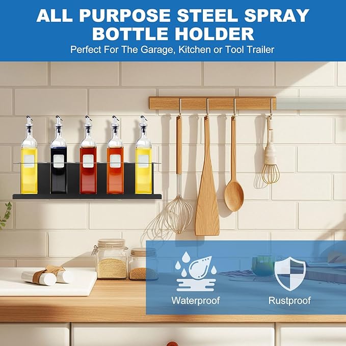 4 Pack Heavy-Duty Aerosol Spray Can Holder, 5 Can Spray Bottle Holder Steel Wall-Mounted Shelf for Garage, Craft Workspace and Home