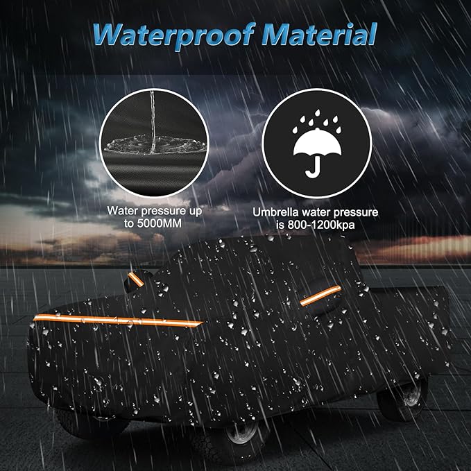Car Cover for Chevrolet C/K 1500/2500/3500 1988-1999, Waterproof 210D Oxford Cloth and Cotton Cover Outdoor Full Car Covers with Zipper Windproof Heavy Duty All Weather Protection
