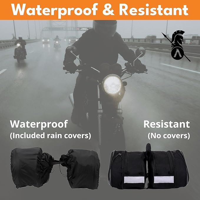 Motorcycle Saddlebags, 36L-58L Expandable Capacity, Motorcycle Panniers Universal, Waterproof, Detachable, Collapsible for Sport Dirt Bike Side Bags and Luggage