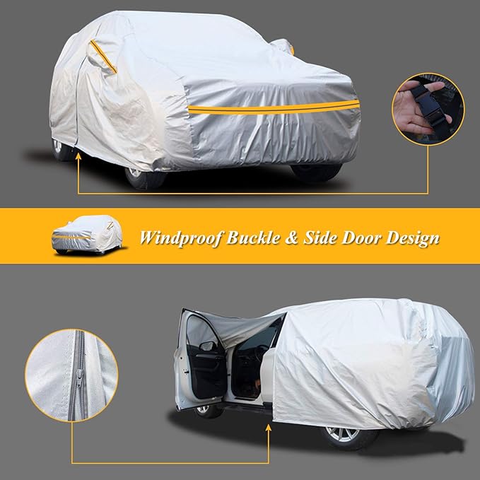 Autsop SUV Car Cover Waterproof All Weather,12-Layer Car Covers for Automobiles Outdoor Heavy Duty Full Exterior Covers for SUV(193-200 Inch)