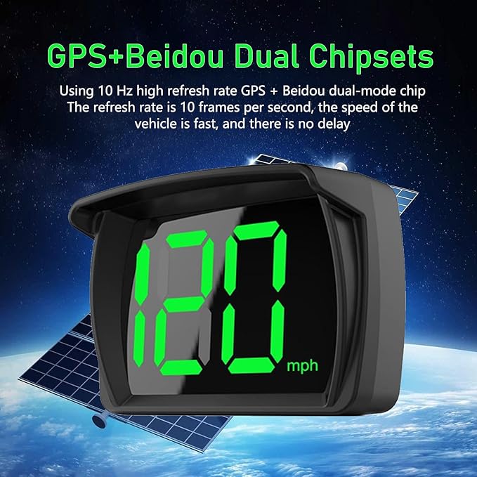1 PC Speedometer HUD for Cars Trucks Motorcycles USB Plug & Play Digital MPH Speed Meter Head Up Display with Shading Plate Car Charger Adapter