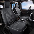 GIANT PANDA Fit Full Set Car Seat Covers for Jeep Wrangler 4 Door JL Sahara Altitude Rubicon 392 Unlimited 2018 2019 2020 2021 2022 2023 2024 2025 with Rear Cup Holder,Faux Leather - (Black+Gray)