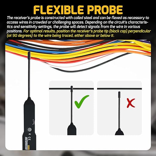 Automotive Electrical Open&Short Finder Circuit Tester Circuit Finder Detector Tone Generator Cable Wire Breaker Tracker Circuit Fault Finder DC 6-42V Car Diagnostic Tool