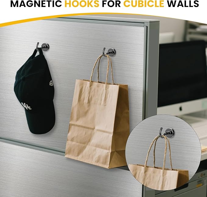 DIYMAG Black Magnetic Hooks, 118 LB Heavy Duty Strong Magnets with Hook, Rare Earth Neodymium Magnet Magnetics for Cabins Cruise Ship Essentials 4 Packs