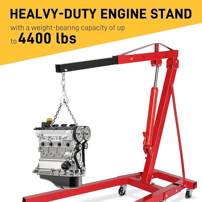 Engine Hoist 2 TON Folding Hydraulic Engine Motor Hoist Cherry Picker Shop Cranes Lift Red Shop Crane 4000 lb Heavy-Duty (Engine Hoist)