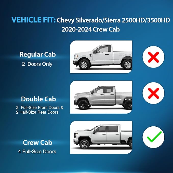 Nilight in Channel Rain Guards for Chevy Silverado/Sierra 2500HD/3500HD 2020 2021 2022 2023 2024 2025 Crew Cab Original Window Deflectors, Vent Window Visors-4PCS