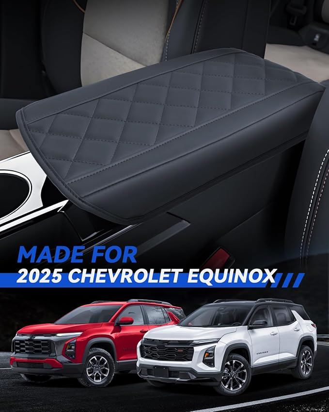 Armrest Cover for Chevrolet Equinox LT, ACTIV, RS 2025 Accessories Center Console Middle Lid Pad Protector for Car Elbow Rest