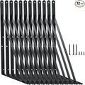 12 Pack L18 x H 12" Black Heavy Duty Shelf Brackets with Screws Metal Shelf Brackets Shelf Support Angle Brackets for Shelves L Brackets Heavy Duty Floating Shelf
