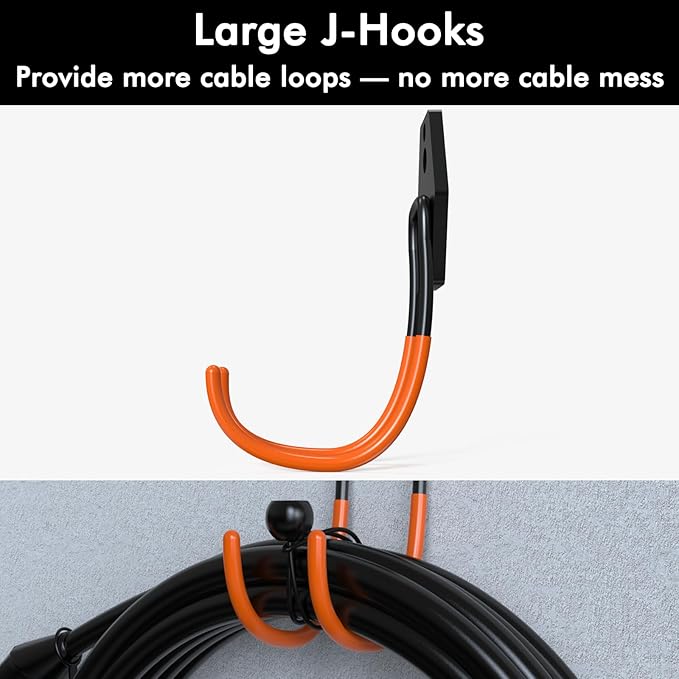 Tesla Charger Holder Wall Mount EV Charger Holder, Tesla Charging Cable Organizer J1772 J-Hook Cord Hanger for All Electric Vehicle Mobile Connector Organizers