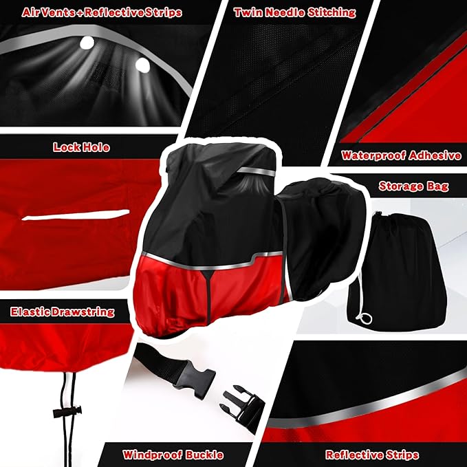 420D Motorcycle Cover Suitable for Honda Cruiser Rebel 300 500 1100 and Shadow 750/ Vtx 1300 /Fury Waterproof Motorcycle Cover Easy to Clean Tear-Resistant Suitable for Outdoor Protection