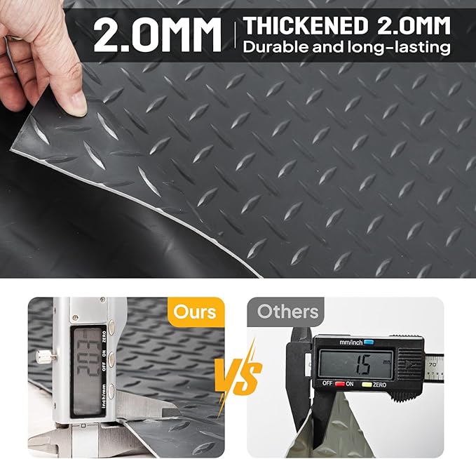 TUFFIOM 7'87'' x 22 FT Garage Floor Mat, Thickened Diamond Plate PVC Garage Mats Flooring Roll for Under Car, Garage Parking Mats for Floor Large SUVs, MPV, Pickup Truck, RV