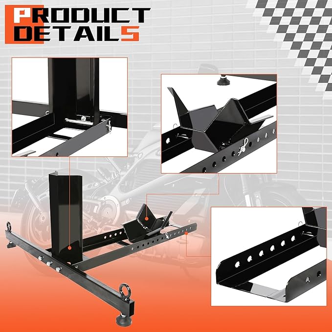 ECOTRIC Motorcycle Wheel Chock Stand Upright 1800lb Capacity, Adjustable Motorcycle Front Tire Stand Chock for Trailer Truck Garage Fit for Most Motorcycles Tire Size 15"-22" Wheels