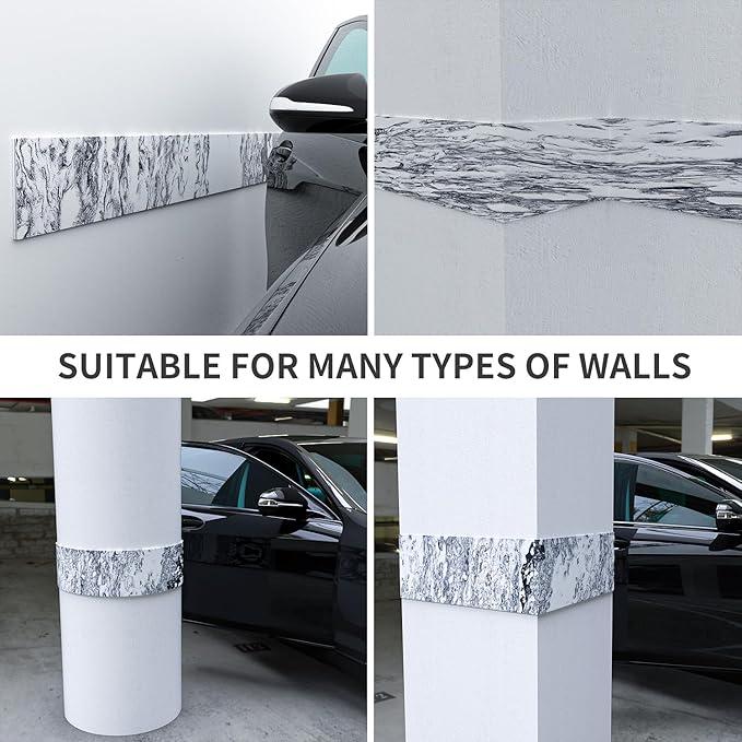 GWP01 Marble Grain Garage Wall Protector Car Door Protectors, Garage Accessories, Parking Stopper for Garage, Tool-Free, Designed in Germany