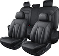 Car Seat Covers,5 Seats Automotive Seat Covers,Breathable Car Seat Protector Waterproof Leather Car Seat Covers for SUV, Sedans and Trucks，Luxury Full Wrapping Edge Seat Covers,Black