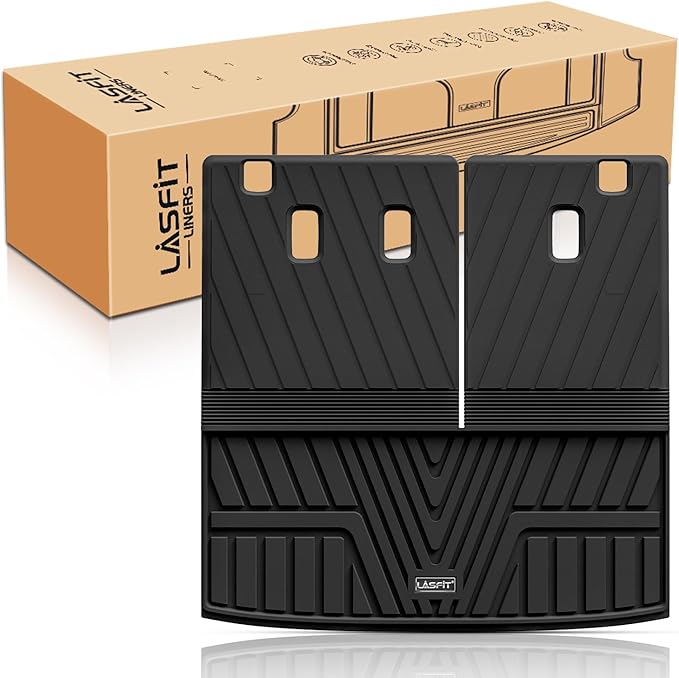 LASFIT Trunk Mat with Backrest Mat for Honda Pilot 2016-2023 2024 2025, All Weather TPE Custom Fit Pilot Cargo Mat Cargo Liner Cargo Tray Trunk Liner Trunk Tray with Seatback Cover, Black