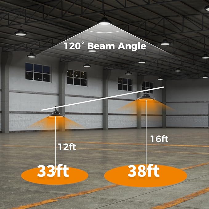 High Bay Lights 180W LED UFO Light LED Shop Lights 32400 LM 6000K IP65 Commercial Bay Lighting Fixture 5ft Cable Plug & Play for Warehouse Factory Garage Workshop Barn 6 Pack