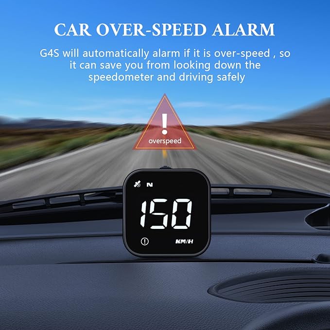 G4S Digital GPS Speedometer, New HUD Car Head Up Display with Digital Speed in MPH KPH, Universal for Cars Truck Electric Hybrid Automobile (G4S-White)