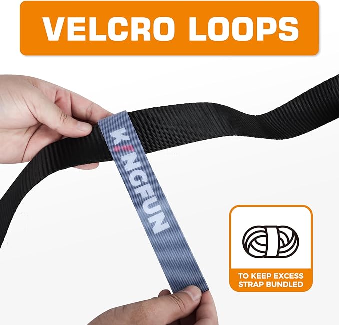 Kingfun Car Tie Down Straps for Trailers 4 Pack Lasso Straps - 2" x 120" Heavy Duty Trailer Strap, 10,000 lb Break Strength, Over The Wheel for Car Hauler, Truck, UTV, Utility Trailers