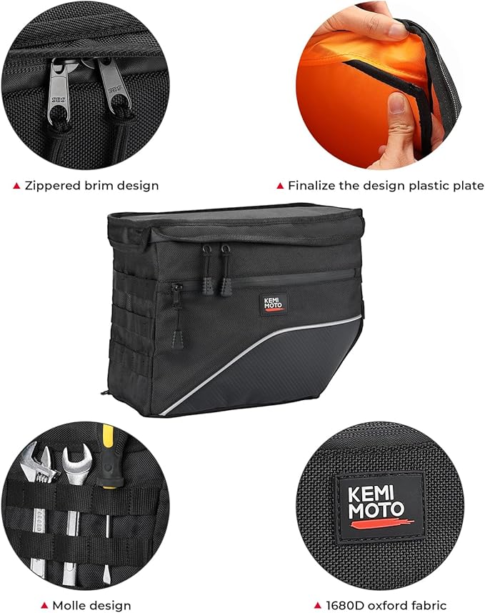 KEMIMOTO Upgrade Motorcycle Saddle Bags Middle-Sized Throw Over Saddlebags Orange Liner Scooter Panniers 26L Universal Compatible with Softail Sportster Cruiser Motorbike Dirt Bike