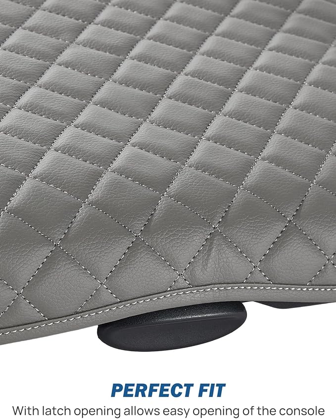 JOYTUTUS Center Console Cover Compatible with 2002-2012 Ram 1500 2500 3500 Jump Seat Console, Leather Arm Rest Armrest Cover for Car, Durable Middle Console Cover, Car Arm Rest Cover Replacement, Gray