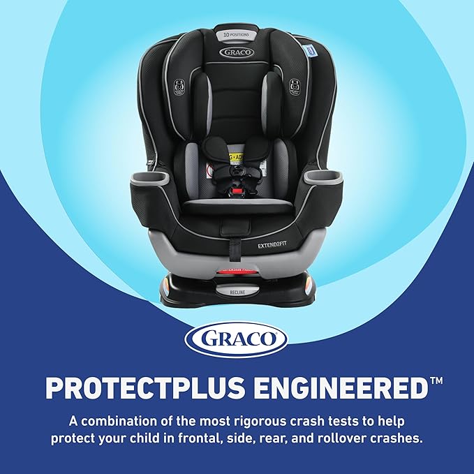 Graco Extend2Fit Convertible Baby Car Seat, Rear and Forward Facing, Adjustable Extension Panel for Extra Legroom, Gotham