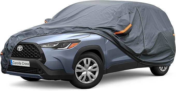 Premium Car Cover Custom Fit Toyota Corolla Cross (2022-2025), 16 Layers Heavy Duty Car Cover Waterproof All Weather with Zipper Door for Sun Rain Snow Dust Uv Protection
